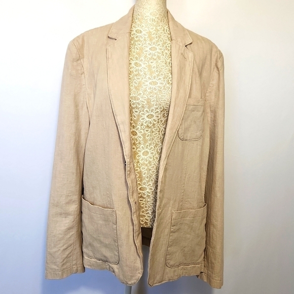 Goodfellow & Co Jackets & Blazers - Goodfellow & Co Men's Taupe Patch Pocket Button Front Linen Blend Blazer Size M